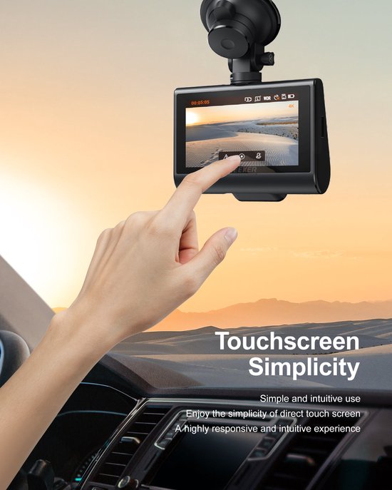 Caméra embarquée iZEEKER GD850 pour voiture - 4K et 1080p - Caméras avant et arrière - Wi-Fi et GPS - Écran tactile IPS 3 pouces - Capteur Sony - Vision nocturne