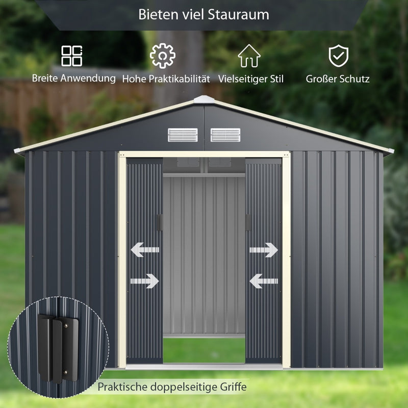 Abri de jardin côtier en acier coquilles polyvalentes 277 x 202 x 191 cm gris