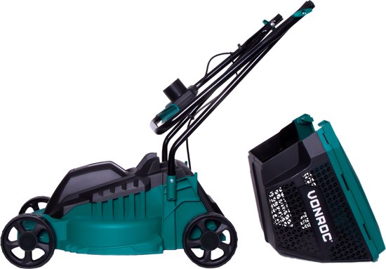 VONROC Tondeuse électrique - 1300W - Largeur de coupe 32cm - Bac de ramassage 30L + indicateur de remplissage - Hauteur de coupe réglable