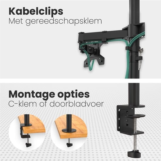 Auronic Monitor Arm - 2 écrans - 13 à 27 pouces - réglable - acier - noir