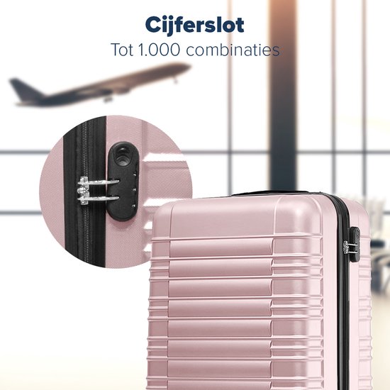 TRVLMORE Set de valises - 3 pièces - 38L Hand Luggage + 70L and 110L Spacious Luggage - Lightweight - Trolley - Travel Suitcase Set - Rose Gold