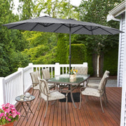 Parasol double Coast avec pied - surface d'ombre extra-large - mécanisme à manivelle - gris 451,5 x 264 cm