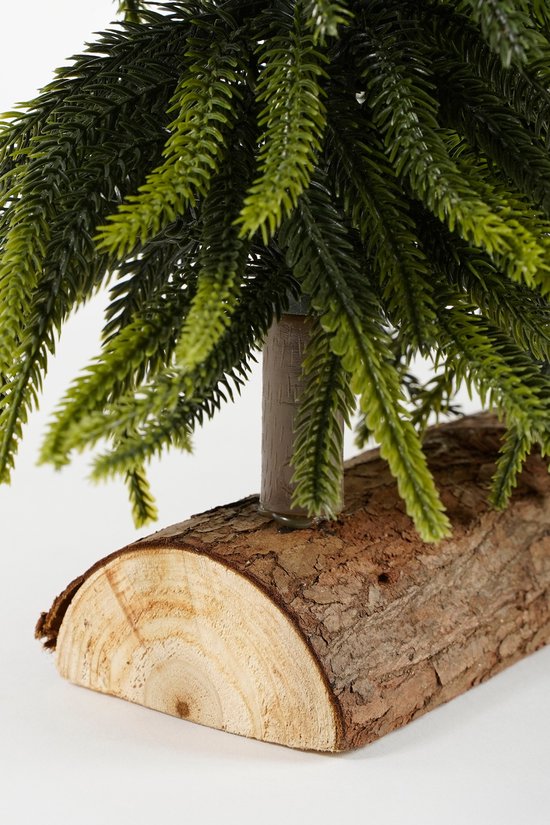 House of Seasons : tronc décoratif avec sapins de Noël artificiels - L 80 x H 40 cm - Vert