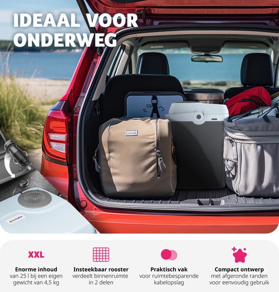 tectake® - Glacière électrique de 25 l - Fonction de refroidissement et de réchauffement - Sac glacière électrique silencieux - Pour voiture ou prise de courant - Mini réfrigérateur pour camping, boissons - Thermobox avec puissance - Mode Eco