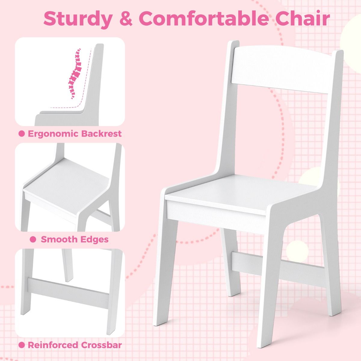 Bureau pour enfant Coast avec chaise - nombreux rangements - dispositif anti-basculement - blanc