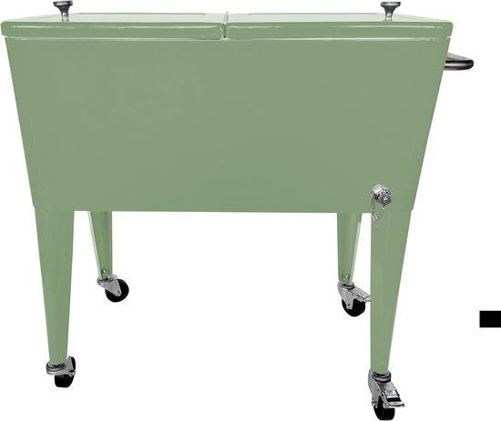 AXI Retro Cooler Vert - Glacière avec couvercle amovible et décapsuleur - Avec 2 roues et un frein - Capacité de 76 L
