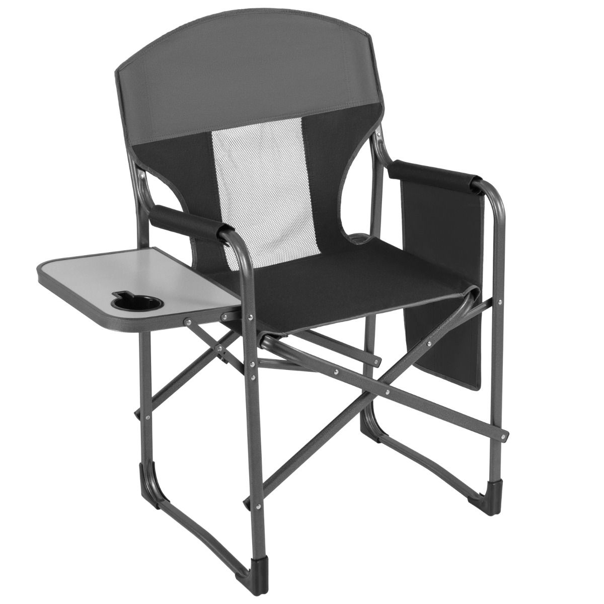 Chaise de réalisateur pliable Coast - avec table d'appoint et porte-gobelet - chaise de camping légère - marron et gris