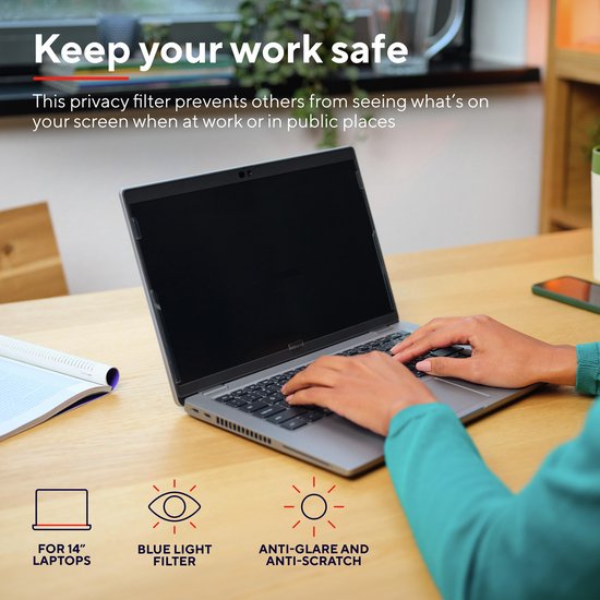 Filtre de confidentialité Trust Primo - 14 pouces – Filtre de confidentialité pour écran d'ordinateur portable – Angle de vision de 60°
