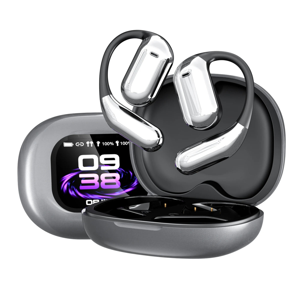 Écouteurs de traduction FITTEK YYK Q16 Pro AI - Gris argenté - Bluetooth 5.4, ANC, autonomie de 40 h