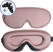 Hilvard - Masque de sommeil - Masque oculaire - Bouchons d'oreilles inclus - 100% occultant - Ajustable - Ergonomique - Rose