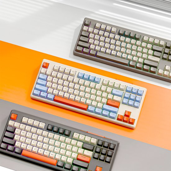 Clavier de jeu sans fil M87 RGB - 87 touches - BT5.0/2.4G - PBT Ball Keycaps - Shimmer