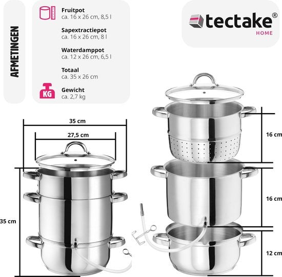 Tectake Extracteur de vapeur - Ø 26 cm - acier inoxydable - Induction