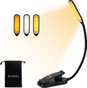 Tikkens Lampe de lecture LED pour livre - Lampe de lecture de table de nuit pour le lit - Lampe de lecture rechargeable par USB avec pince - Lampe de lecture avec 3 niveaux de lumière