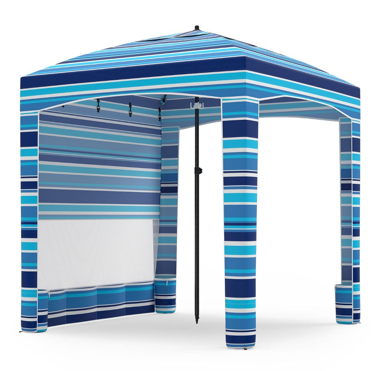 Tente de plage Coast - avec paroi latérale - hauteur réglable - bleu marine/rose - 185 x 185 cm