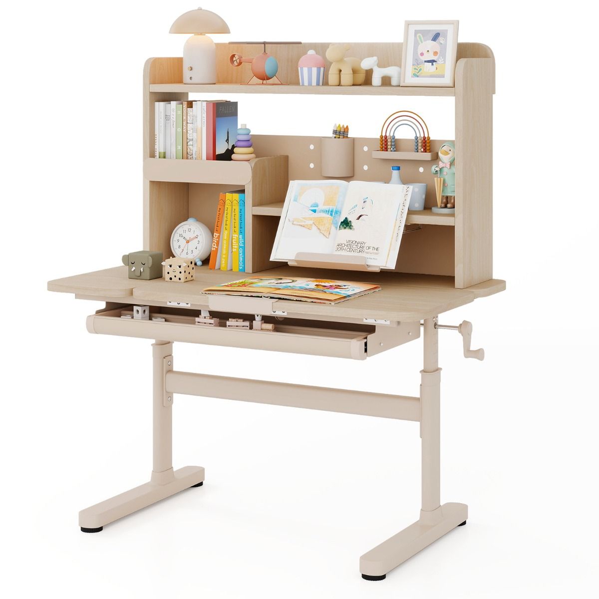 Bureau pour enfant Coast - réglable en hauteur - avec tiroir et plateau inclinable - couleur naturelle
