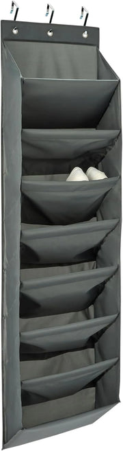 Rangement à chaussures Anqi à accrocher à la porte - 8 étagères - Gris foncé