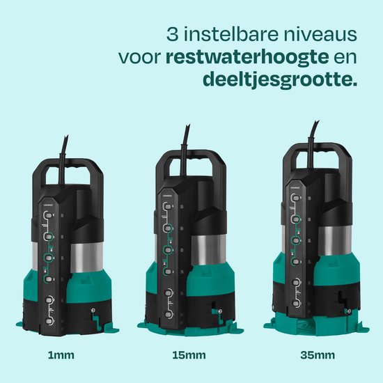 Pompe submersible VONROC - Pompe pour eaux claires et eaux usées - 850 W - 20 000 l/h - aspiration à niveau zéro - interrupteur à capteur
