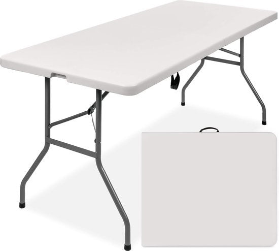 Goliving Table pliante - Table pliante - Table de camping - Table pliante d'extérieur - Résiste aux intempéries - 180 x 70 x 74 cm - Blanc