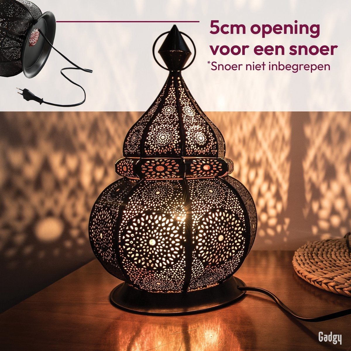 Gadgy Lanterne orientale - Lanterne arabe - Porte-lampes à thé - Porte-lampes à thé - 36 cm - métal
