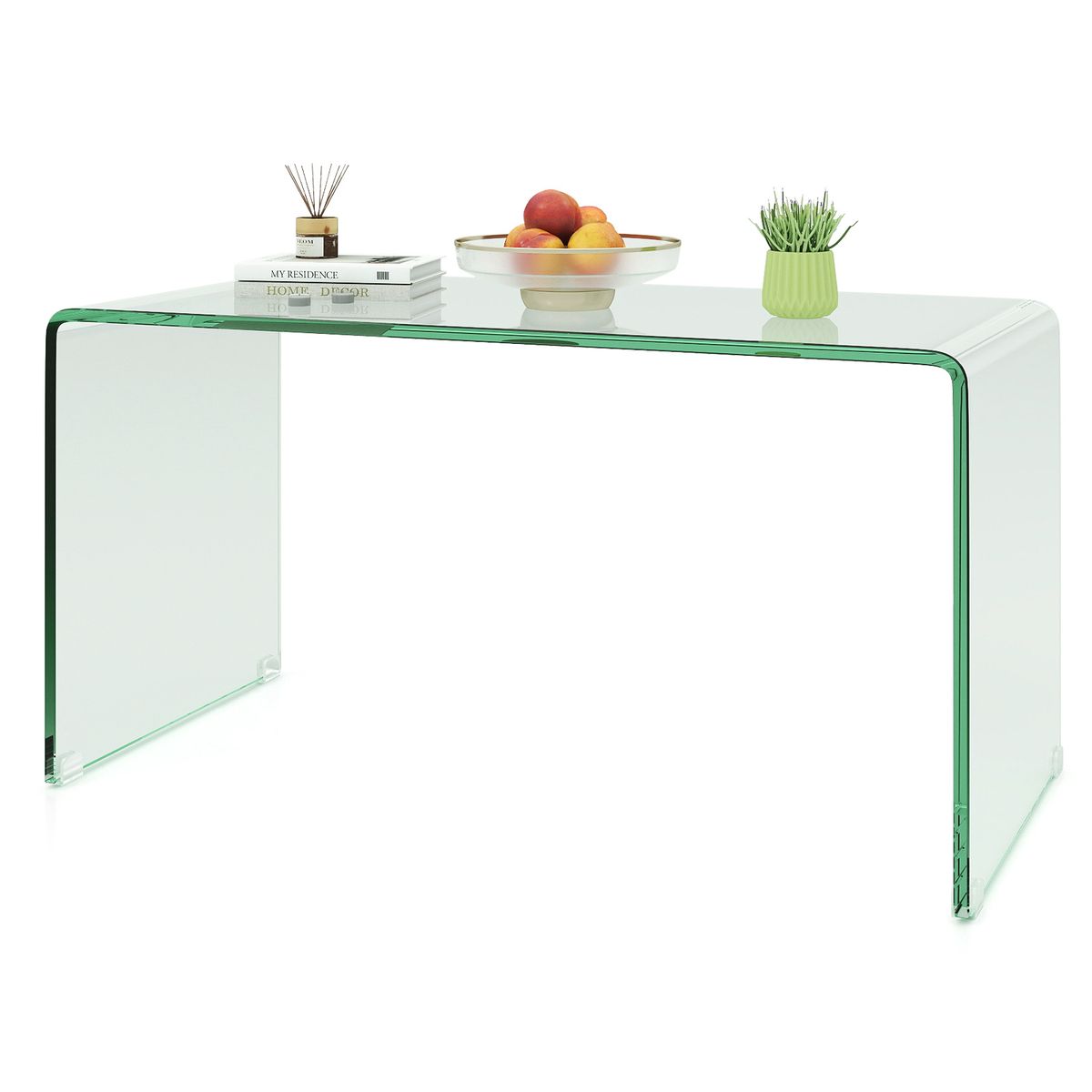 Table basse Coast - Table d'appoint en forme de U - verre trempé - 81,5 x 42 x 40 cm - transparente