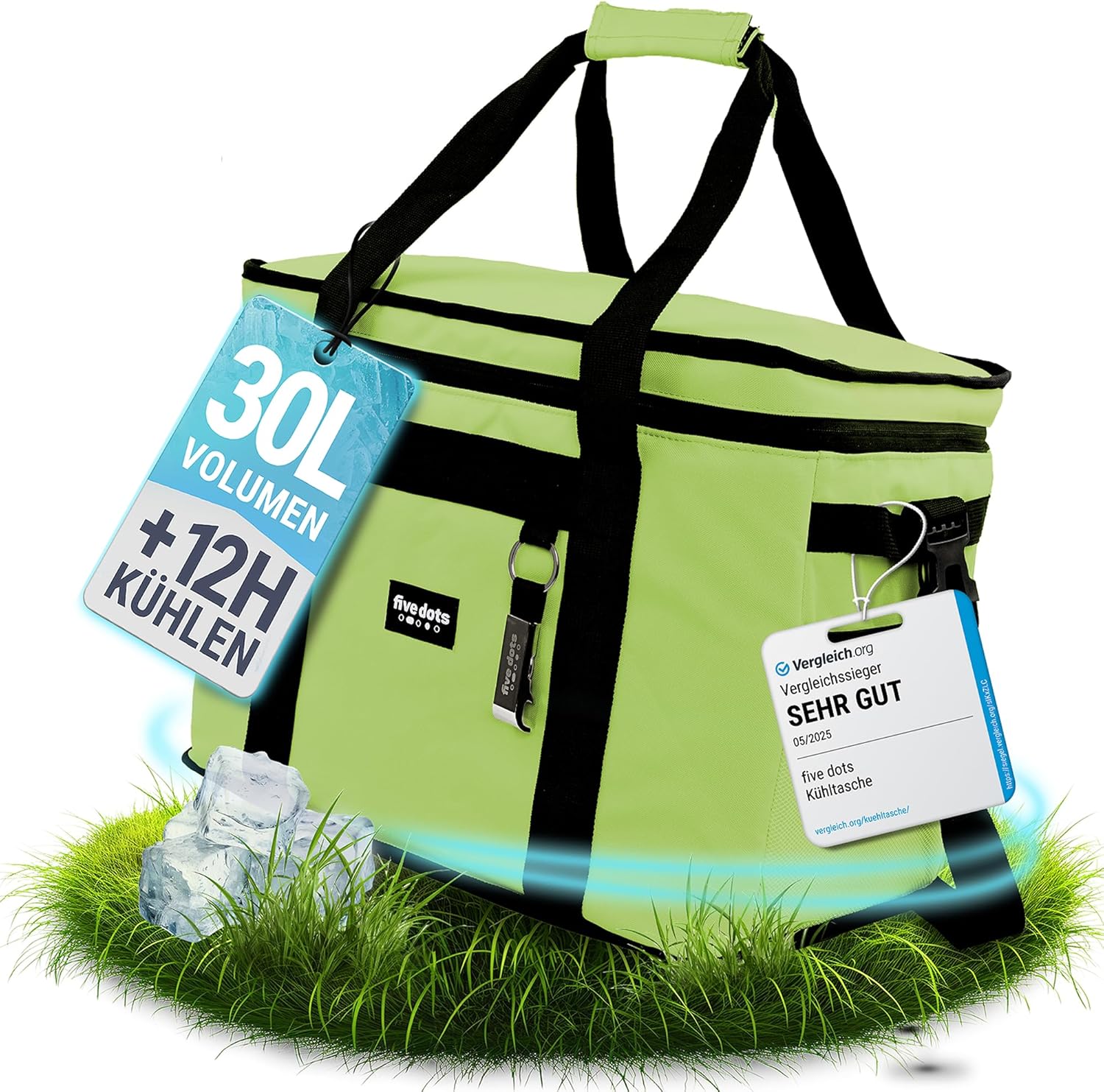 Sac isotherme Five Dots - Capacité 30L - Imperméable - 26 x 41 x 31 cm - Vert
