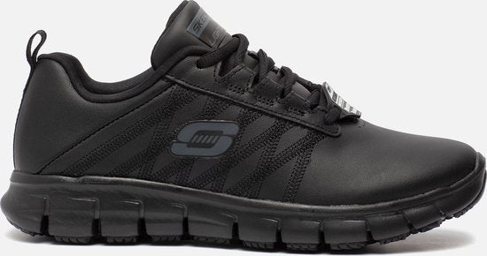 Baskets Skechers Work Relaxed Fit en cuir noir - Femme - Taille 36
