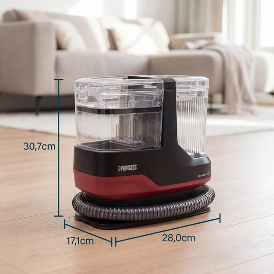 Nettoyant à vapeur Princess - Nettoyant pour tapis - Nettoyant pour meubles - 3 embouts inclus - 1 100 ml - Puissant détachant et dépoussiérant - Convient pour les canapés, les meubles et la voiture - Spot Master Plus Hot 332023