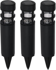 Lampes de jardin / spots à piquer Pro Garden Solar - lot de 3 - lumière blanche chaude - 7 x 28 cm - éclairage de jardin - lampes de jardin - noir - plastique