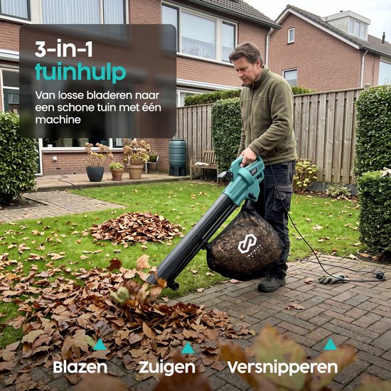 Souffleur et aspirateur électrique Infinity Goods - 3 500 W - Fonction de broyage - Sac de ramassage de 45 L - Avec fil - Vitesse de l'air de 280 km/h