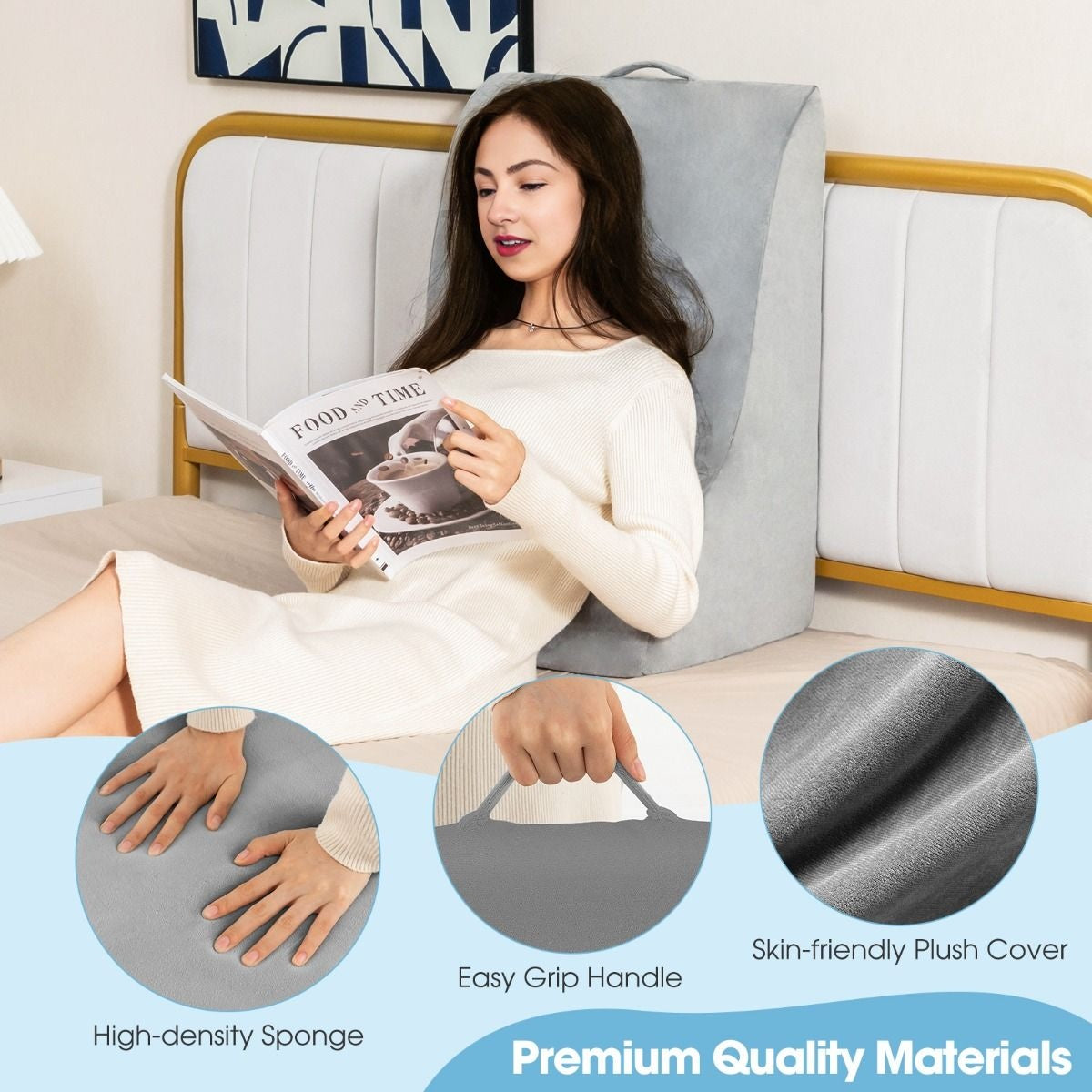 Coast Leg Lifting Cushion - Ergonomique Triangulaire - 51 x 32 x 63 cm - Gris