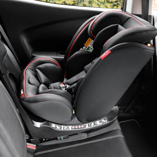 Siège auto Carkids i-Size Darcy - Conforme à la norme i-Size R-129 - Rotation à 360° - Pour les enfants mesurant entre 40 et 150 cm - Fixation Isofix et Top Tether - Appuie-tête et dossier réglables – Noir/Rouge