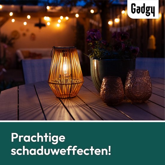 Gadgy Lampe solaire de jardin en rotin marron - Lampe solaire de jardin - Lampe solaire de table avec connexion USB - Lampe d'extérieur - Statue de jardin - Lanterne de jardin avec capteur jour/nuit - Eclairage pour l'extérieur - Lanterne de jardin