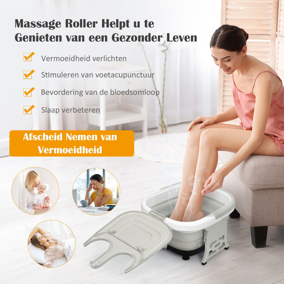 Appareil de massage pour les pieds Coast - Pliable, avec massage à bulles et infrarouge - Chauffage réglable - Gris 42 x 40 x 24 cm