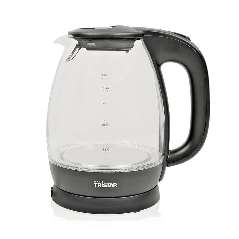 Bouilloire électrique Tristar WK-3405 en verre - 1,7 litre - 2 200 W - Plaque chauffante en acier inoxydable - Éclairage LED
