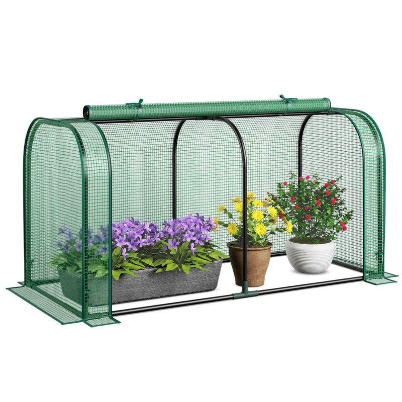 Mini-serre Coast - serre de jardin portable - porte à fermeture éclair enroulable - protection solaire en PE imperméable - blanc/vert 118 x 55 x 60 cm