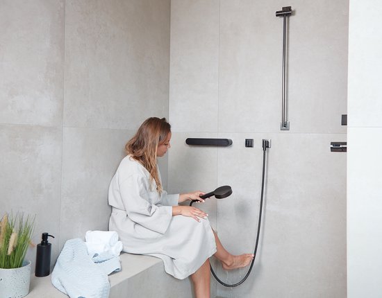Barre d'appui murale VITILITY ID - Noir charbon - Barre d'appui pour toilettes - Noir 35 cm
