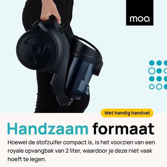 MOA Aspirateur puissant sans sac - 23 kPa - Noir - 900W - VC85B