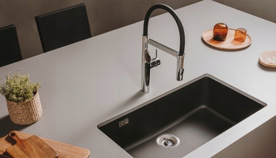 Robinet de cuisine sans marque avec douchette extractible - Chrome/Noir