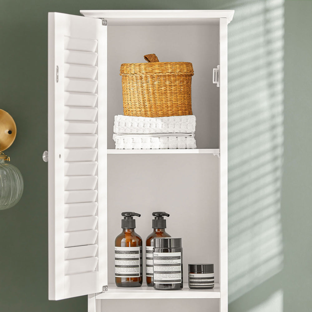 Armoire de toilette haute SoBuy FRG236-W, 32x170x30 cm, Bois, Blanc