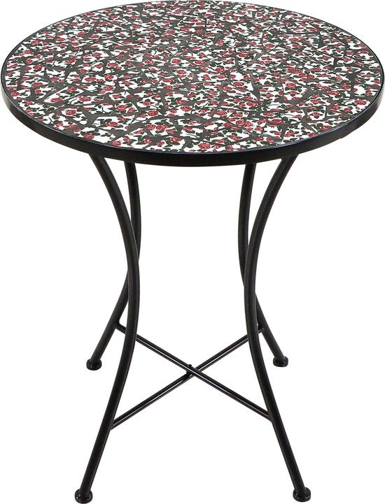 AXI Amélie Ensemble de bistrot Mosaïque Fleurs Rose - Structure métallique avec carreaux en céramique – Ensemble de balcon comprenant 2 chaises et une table