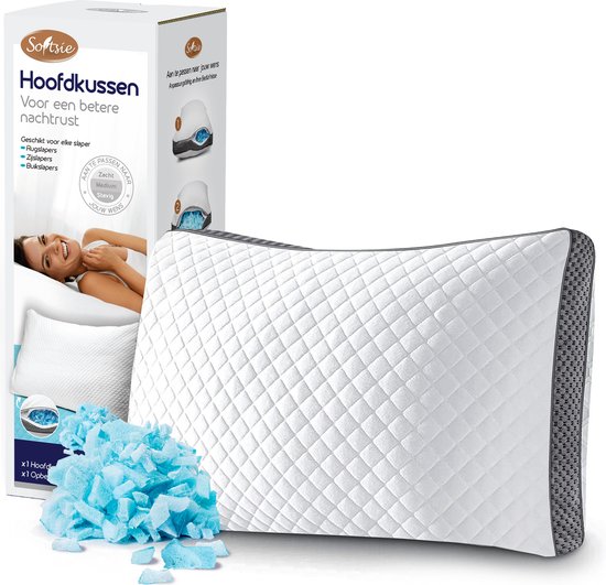 Softsie Oreiller en mousse à mémoire de forme 70x50 - Oreiller ergonomique - Oreiller de sommeil réglable - Oreiller - Oreillers Douleurs de cou