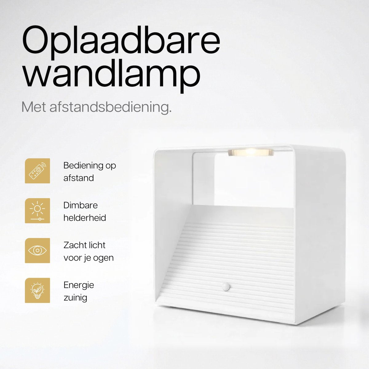 Applique murale rechargeable Luminize avec télécommande - Blanche - 10 x 10 x 8 cm