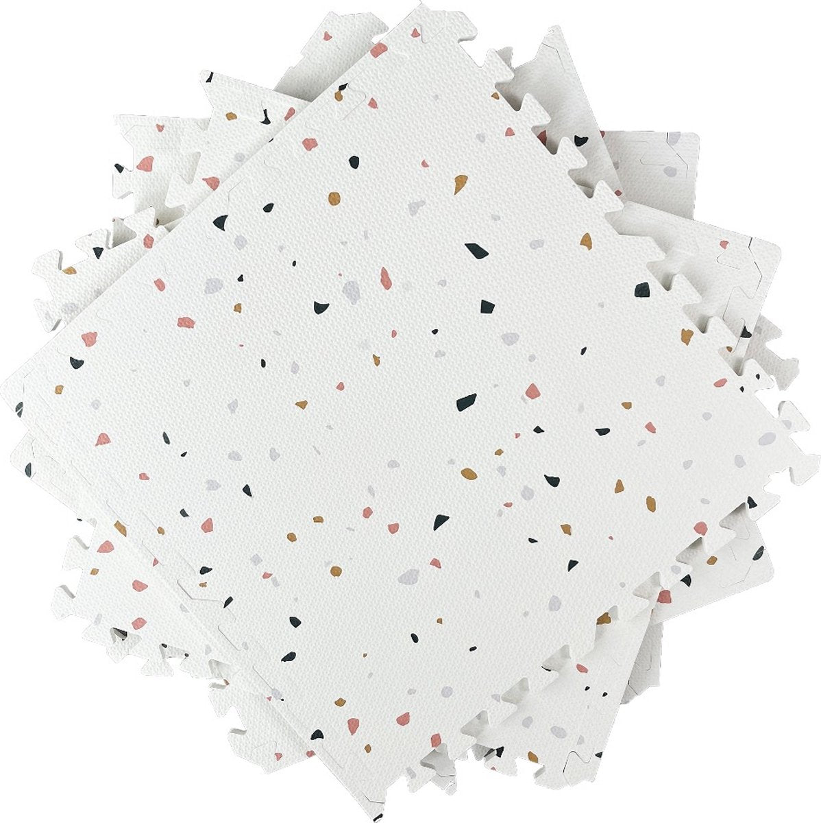 Tapis de jeu de luxe NilaFee pour bébé – Tapis puzzle Terrazzo – 180 x 120 x 1,5 cm – Blanc classique
