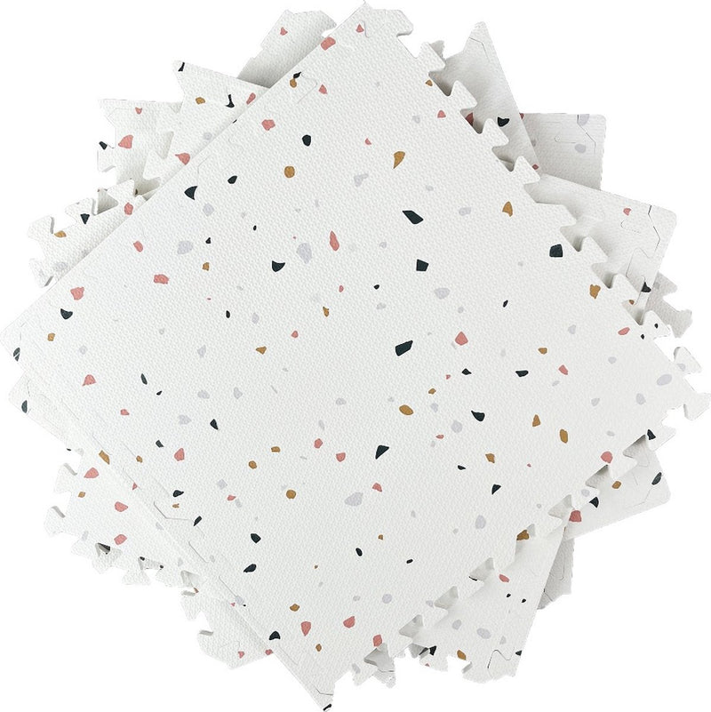 Tapis de jeu de luxe NilaFee pour bébé – Tapis puzzle Terrazzo – 180 x 120 x 1,5 cm – Blanc classique