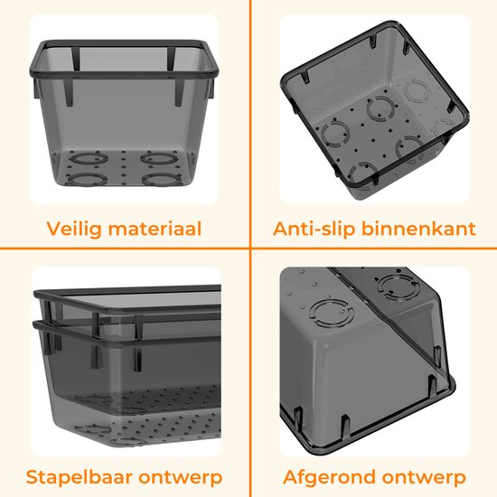 Posity Organisateur de tiroirs - 16 pièces - plateaux d'organisation - plateaux de tiroirs - plateaux de stockage - organisateur de maquillage - pour la cuisine, la salle de bain et le bureau - plastique - noir transparent