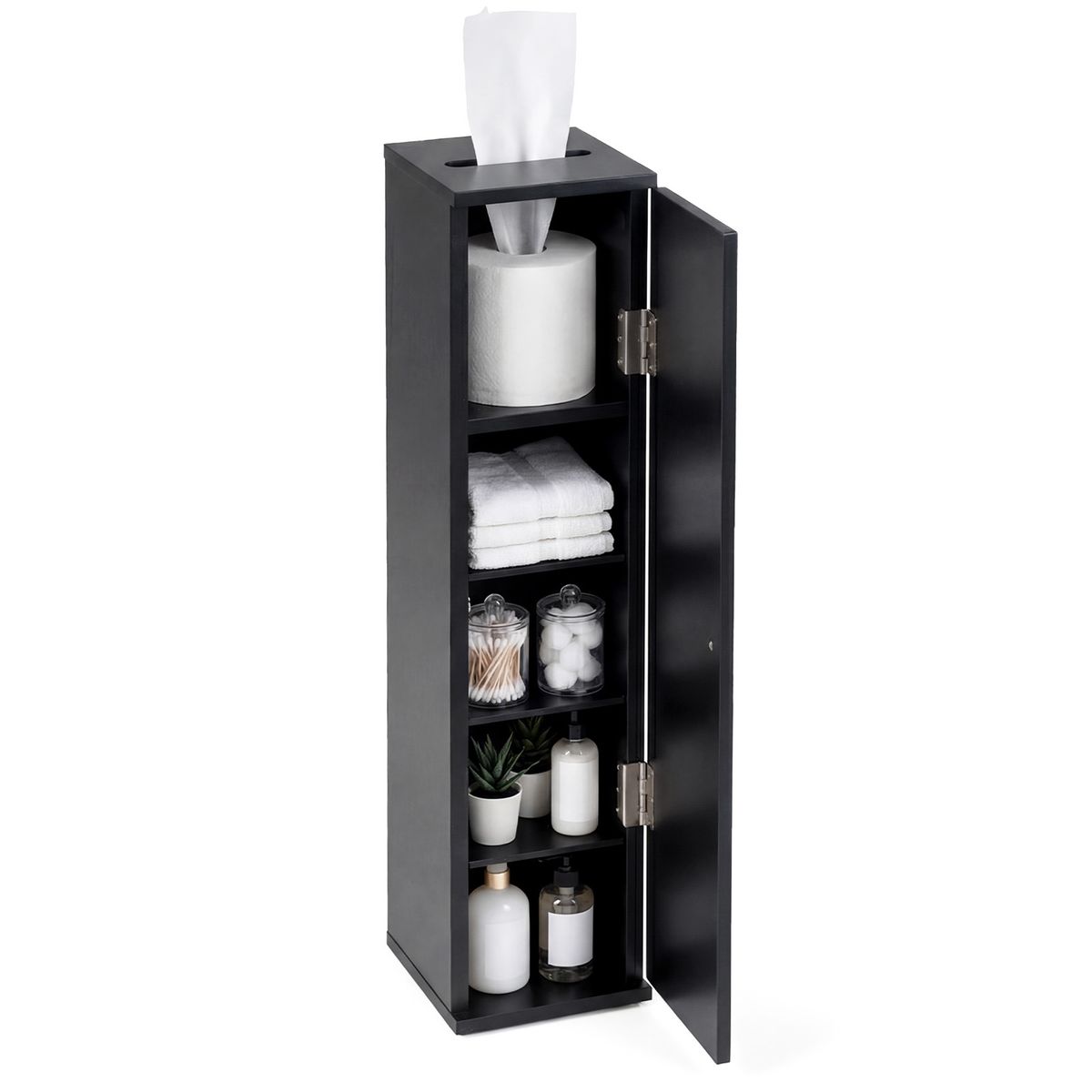 Armoire de salle de bains Coast Smalle - étagères réglables et amovibles - 16 x 17 x 69 cm - noir