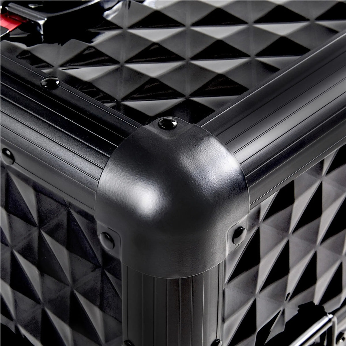 Yaheetech Valise de maquillage à roulettes - 2 tiroirs, poignée extractible et décoration en forme de diamant - Pour esthéticiennes et prothésistes ongulaires - Métal noir et MDF - 34,5 x 24,5 x 58 cm
