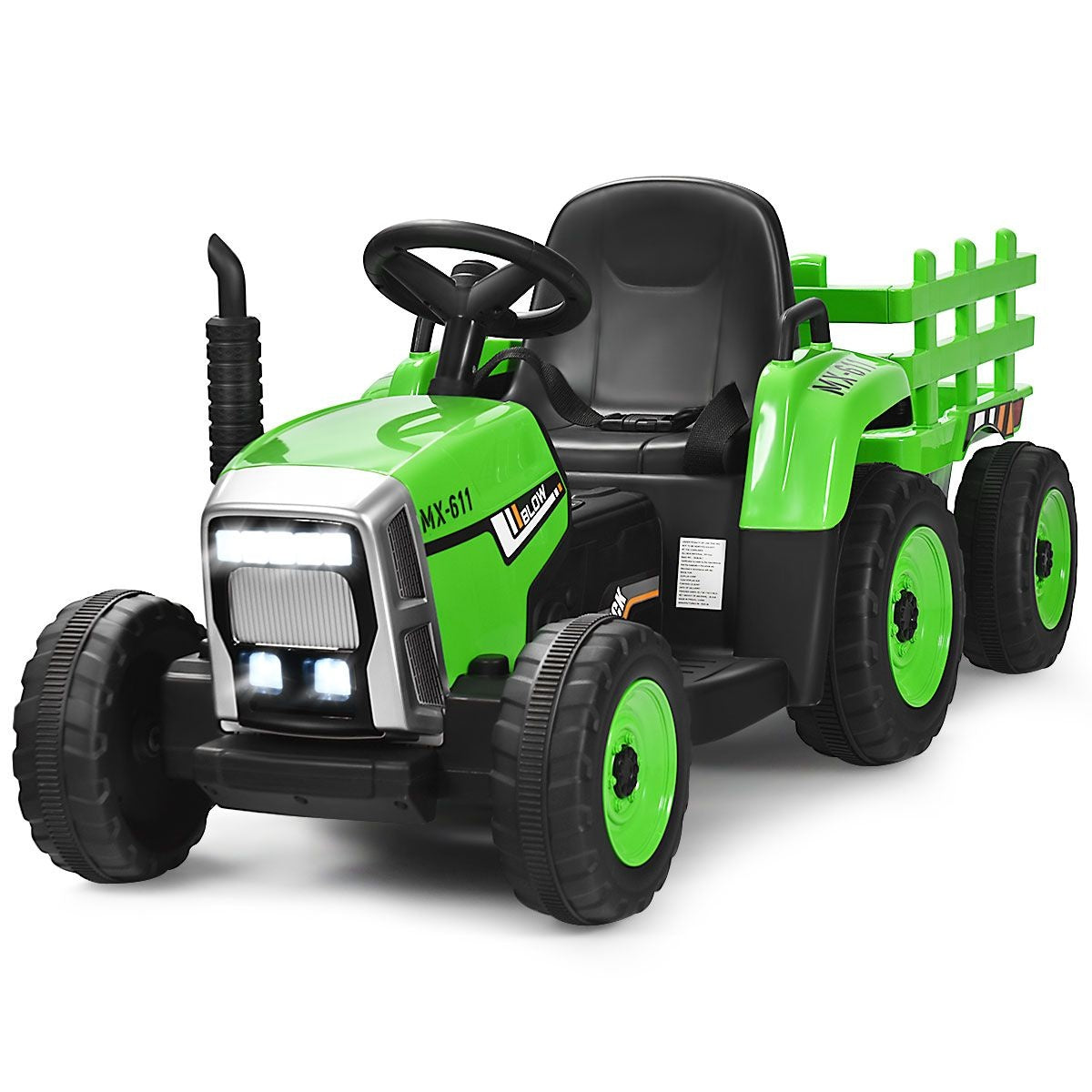 Tracteur pour enfants Coast avec remorque - 3 vitesses 12V - Vert