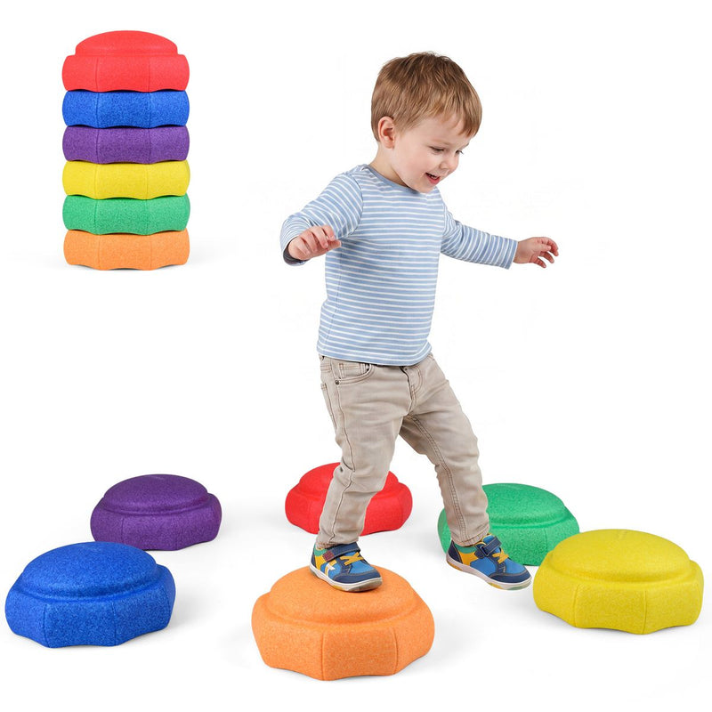 Coast Pierres d'équilibre pour enfants - lot de 6 pièces - antidérapantes - empilables - multicolores