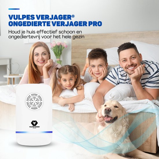 Vulpes Goods® Repellent - Ultrasonic Mouse Repellent PRO - 8-in-1 Pest Repellent - Indoor Mouse Repellent - Pest Reject - Pest Repellent - Insect Repellent - Mosquito Repellent - 4 Pack - White